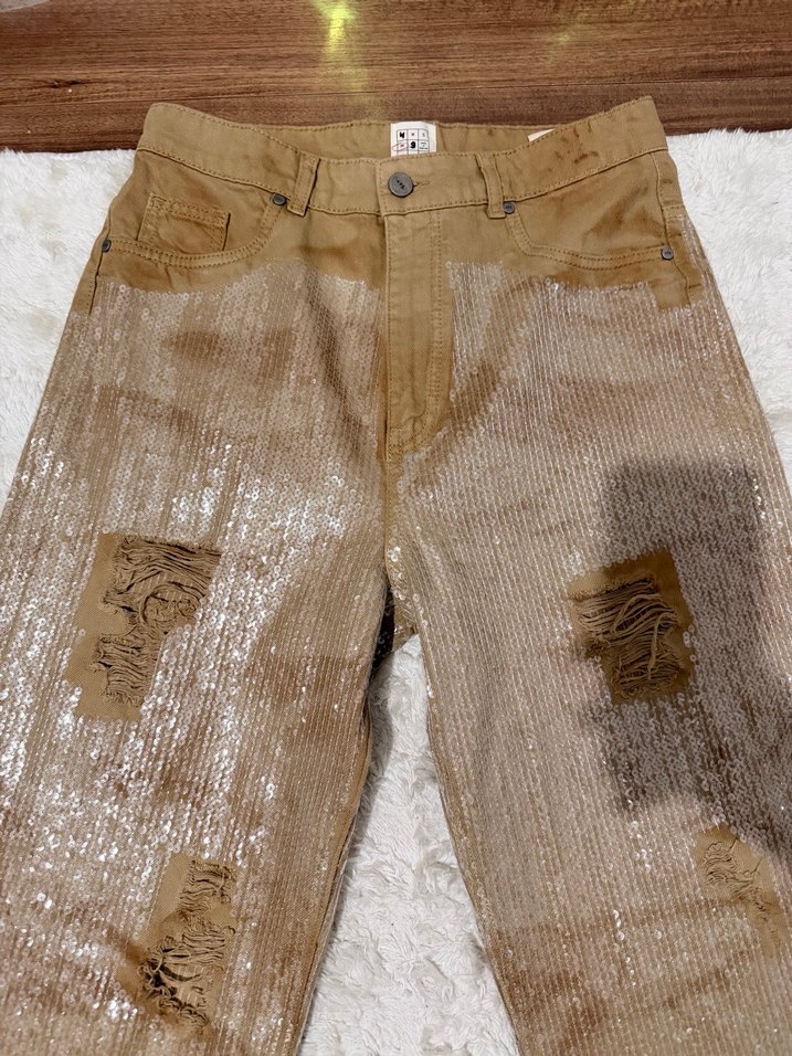 Kadın Payetli Bol Kesim Jean - Görsel 2