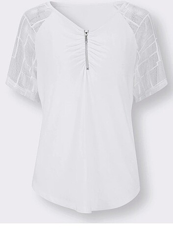 50 Beden beyaz Renk Creation L marka ihraç vikon penye bluz