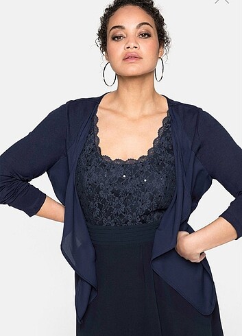 Bonprix Sheego marka ihraç şifon penye bolero