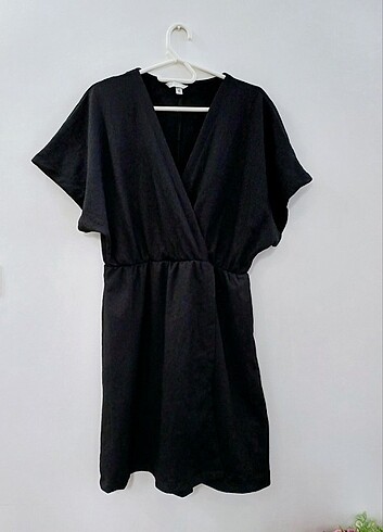 l Beden siyah Renk H&M marka ihraç krinkıl kumaş elbise 