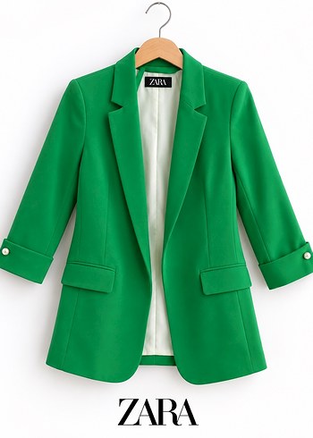Zara Canli Yesil Zara Blazer Ceket
