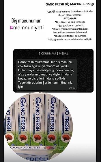 diğer Beden yeşil Renk Gano freş diş macunu
