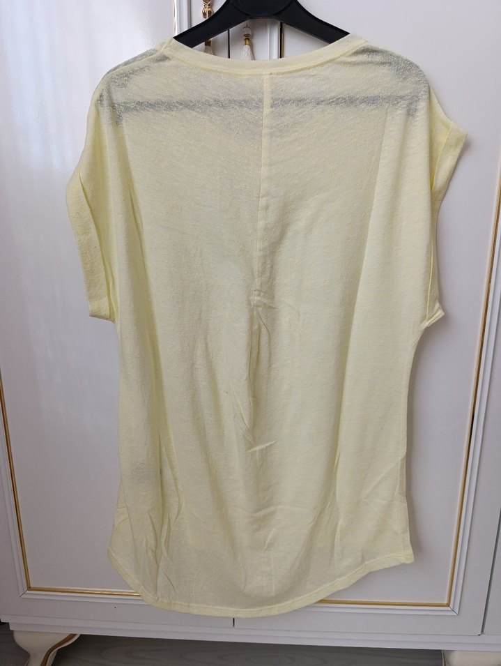 Sarı Kısa Kollu Salaş Tişört - Görsel 5