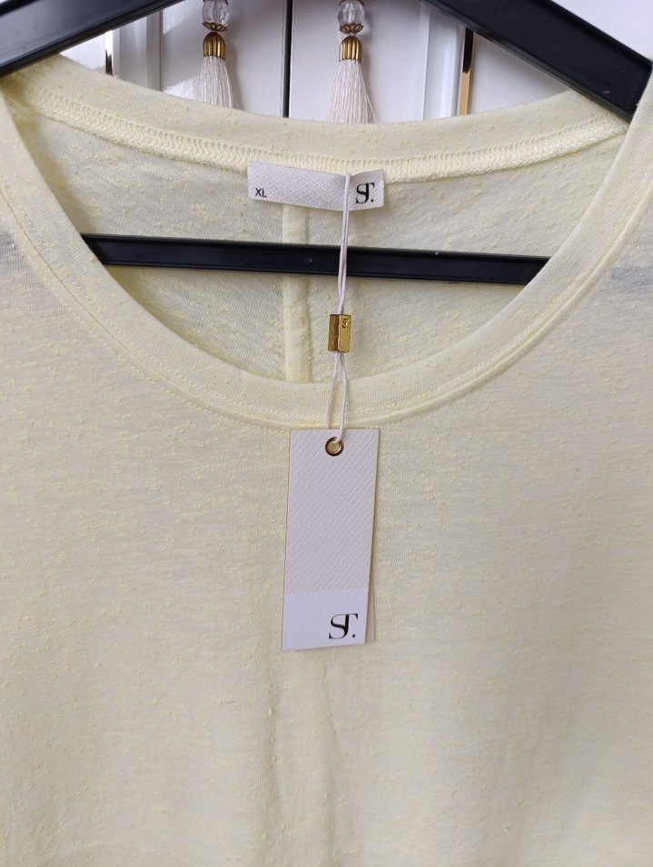 Sarı Kısa Kollu Salaş Tişört - Görsel 2