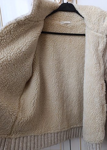 Bej Yüksek Yakalı Örgü unisex Hırka - Görsel 5