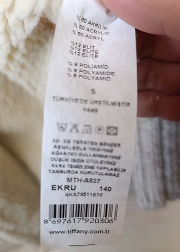 Bej Yüksek Yakalı Örgü unisex Hırka - Görsel 4