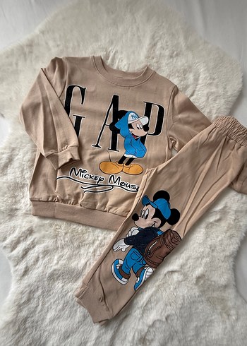 Erkek Çocuk Mickey Mouse Baskılı bej Takım - Görsel 2