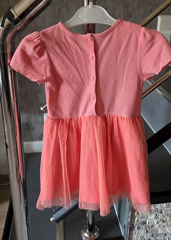 LC Waikiki Pembe Kısa Kollu Tül Detaylı Kız Çocuk Elbise