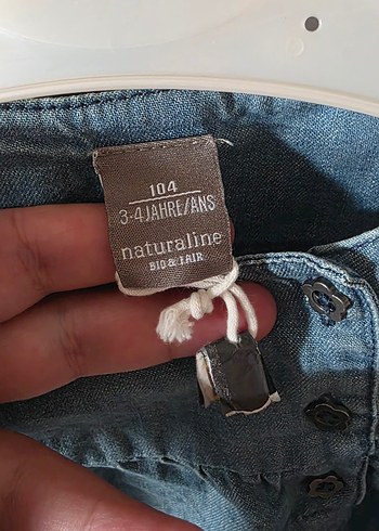 4 Yaş Beden Kız Çocuk Mavi Kot Gömlek Düğmeli Uzun Kollu