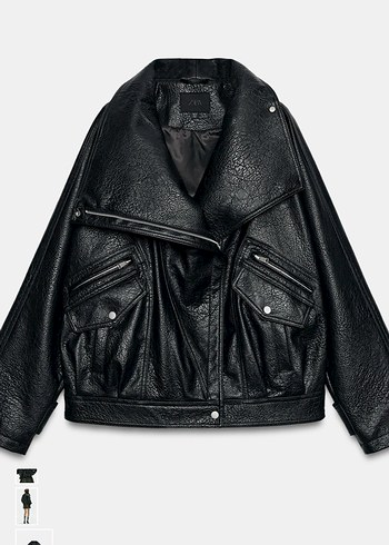 Zara Siyah Deri Biker Ceket