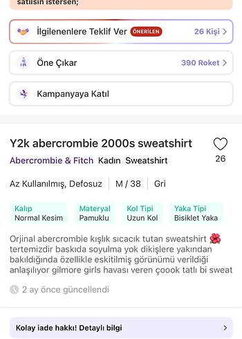Abercrombie & Fitch Gri Nakışlı abercrombie sweat
