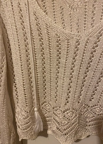 Bej Nakışlı Bohem Örgü Kadın Kazak - Görsel 3