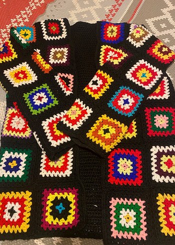 Renkli Bohem Örgü Hırka Kadın - Görsel 2