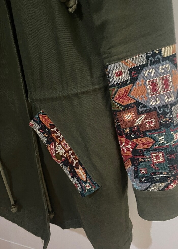 Etnik haki parka - Görsel 3