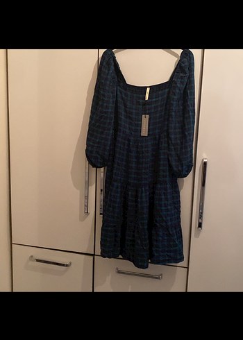 Yargıcı Lacivert Ekose Mini Kot Elbise - Görsel 3