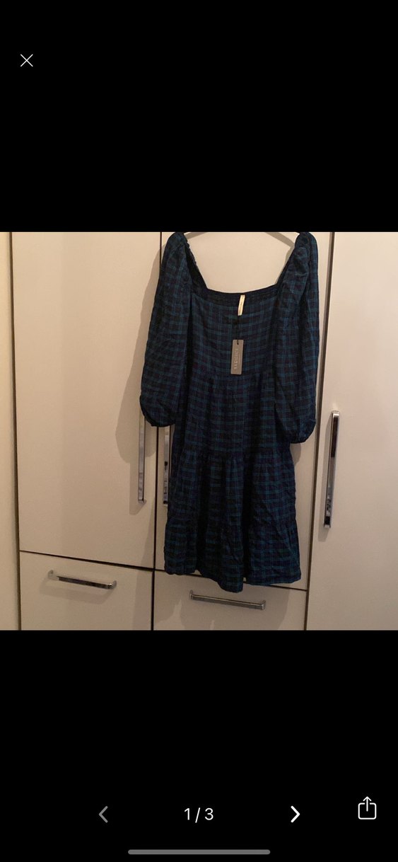 Yargıcı Lacivert Ekose Mini Kot Elbise - Görsel 2