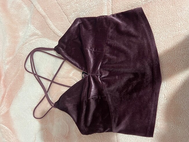stradivarius crop kadife