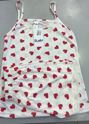 Sude Kalp Desenli Mini Askılı Kadın Pijama