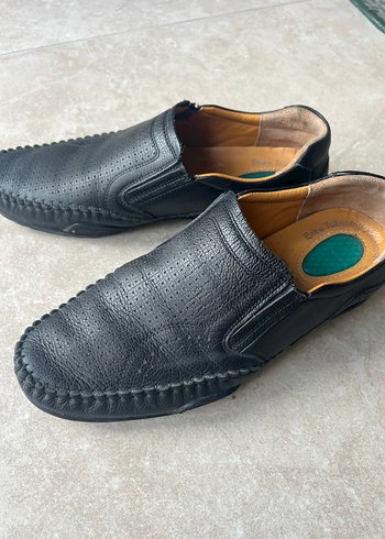 Diğer Siyah Deri Slip On Ayakkabi