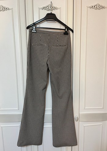 Ekose Desenli Kadın Kumaş Pantolon - Görsel 2