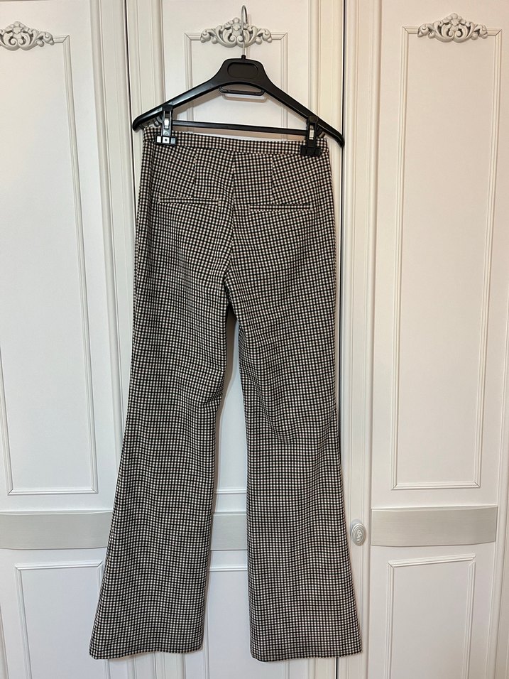 Ekose Desenli Kadın Kumaş Pantolon - Görsel 2