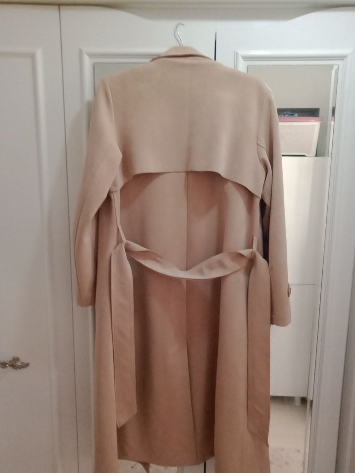 Bej Uzun Süet Kadın Trençkot - Görsel 4