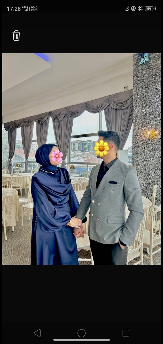 lacivert Uzun Elbise Drapeli Yaka - Görsel 2