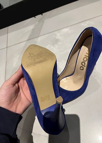 Kadın Mavi Süet Stiletto Topuklu Ayakkabı - Görsel 3