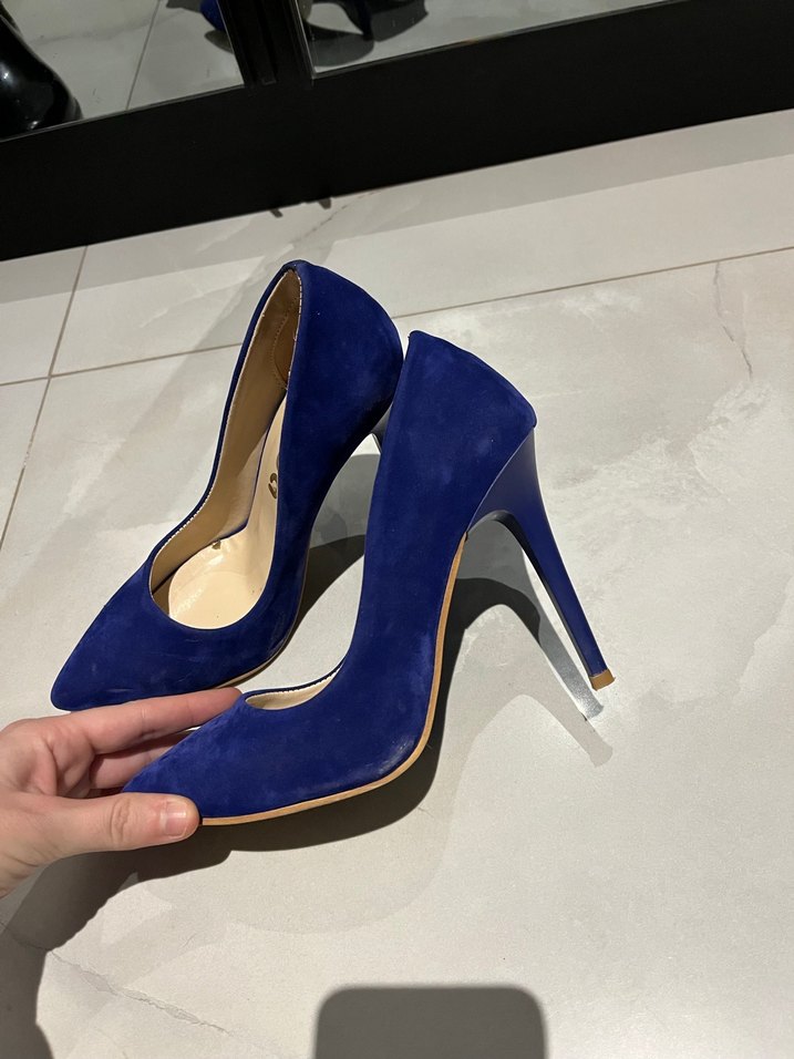 Kadın Mavi Süet Stiletto Topuklu Ayakkabı - Görsel 2