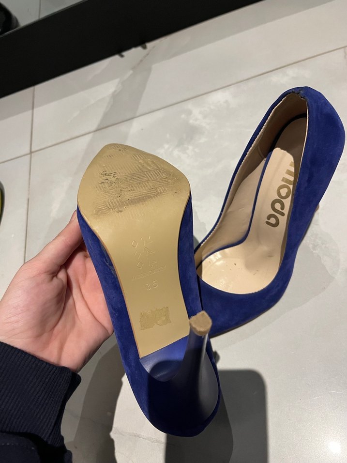 Kadın Mavi Süet Stiletto Topuklu Ayakkabı - Görsel 3