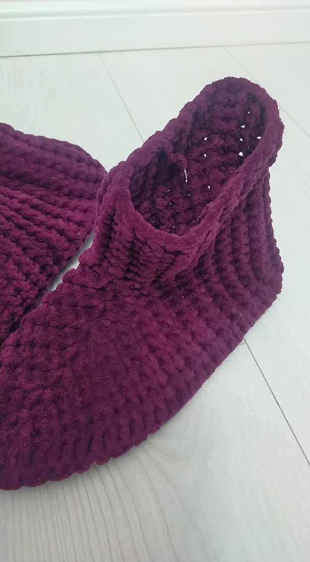 Bordo Örgü Kız Çocuk Sıcak Ev Terliği - Görsel 2