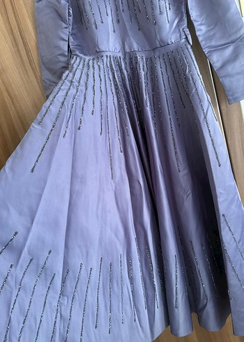 Mor Uzun Kolay Kesim Tesettür abiye - Görsel 2