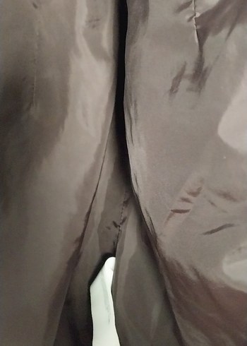 Düğmeli Kahverengi Deri Kadın kaban mont trençkot - Görsel 4