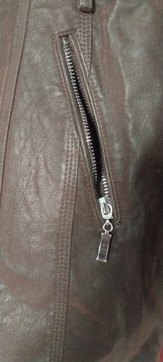 Düğmeli Kahverengi Deri Kadın kaban mont trençkot - Görsel 3