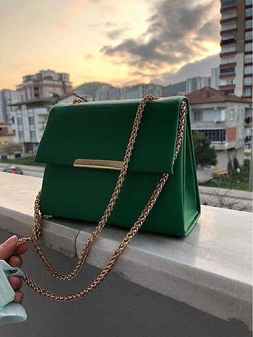 Mini çanta yeşil gold