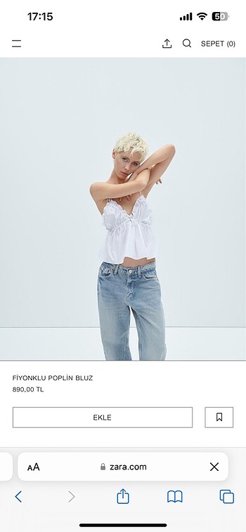 Zara Fiyonklu poplin bluz