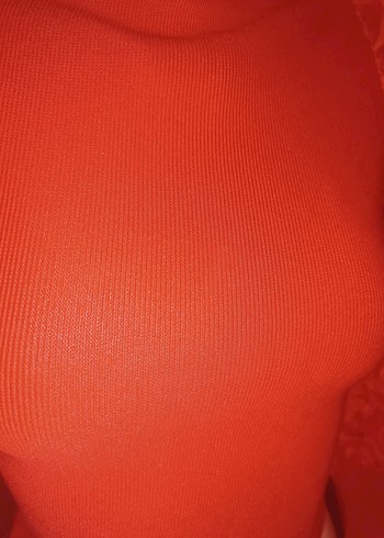 Kırmızı Fırfırlı Uzun Kollu Kadın Bluz - Görsel 3