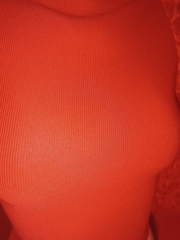 Kırmızı Fırfırlı Uzun Kollu Kadın Bluz - Görsel 3