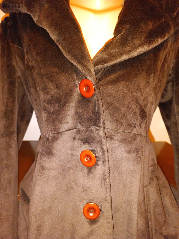 Düğmeli Kahverengi Süet Kadın Kaban - Görsel 2