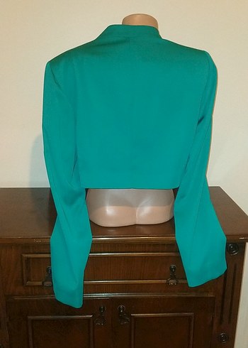 44 Beden turkuaz Renk Parlak Turkuaz Mini Kadın Blazer Ceket