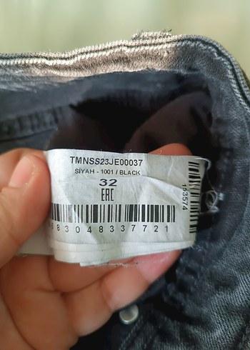 Düğmeli Gri Kadın Midi Boy Bol Kesim Jean - Görsel 4