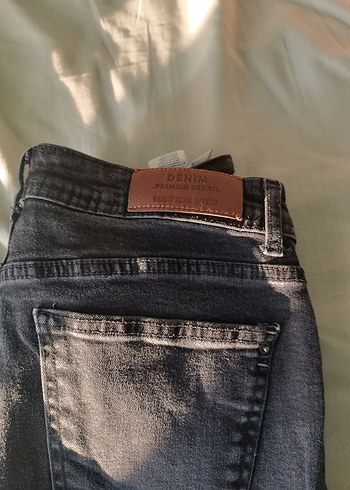 Düğmeli Gri Kadın Midi Boy Bol Kesim Jean - Görsel 3