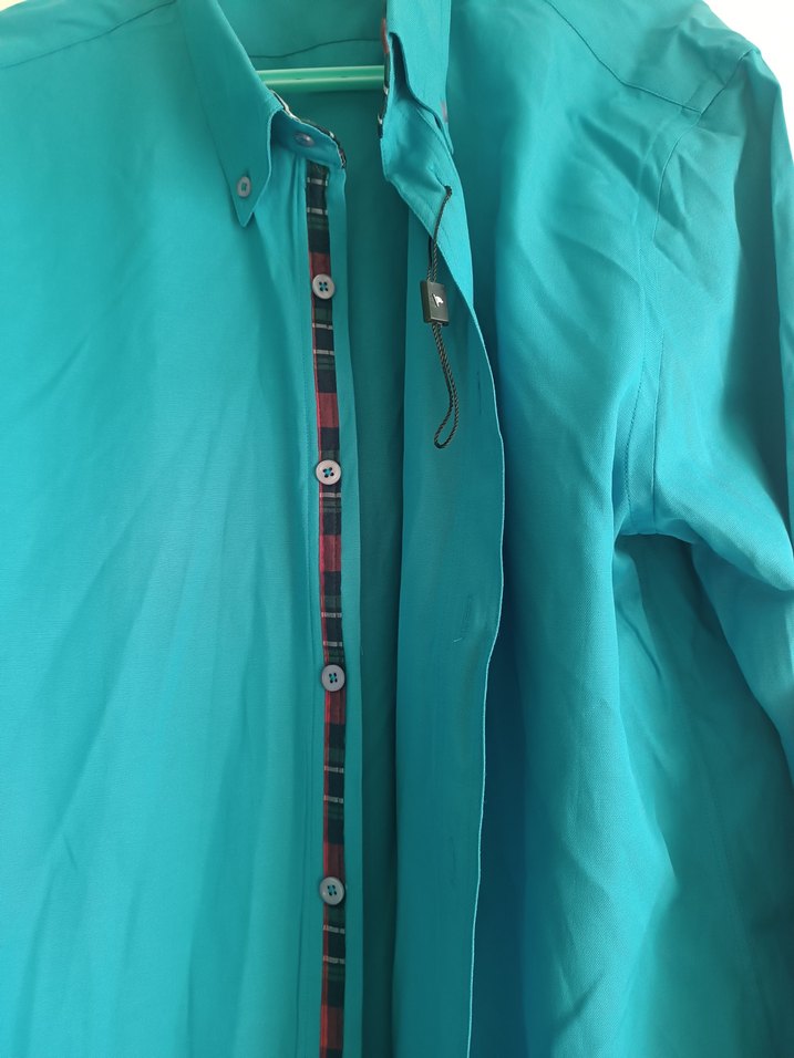 Turkuaz Düğmeli Erkek Gömlek - Görsel 2