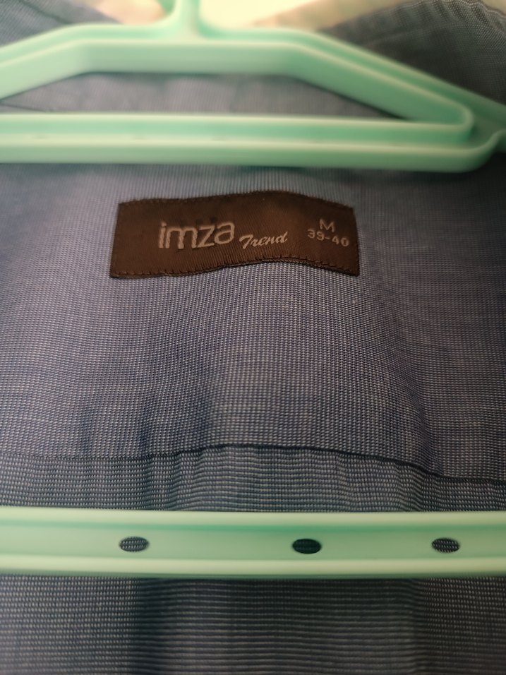 Erkek Mavi Denim Gömlek, Düğmeli, Uzun Kollu - Görsel 4