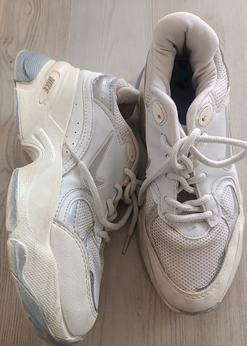 Beyaz Bağcıklı Spor Kadın Sneaker - Görsel 2