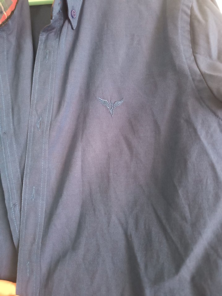 Uzun Kollu Koyu Mavi Keten Erkek Gömlek - Görsel 2