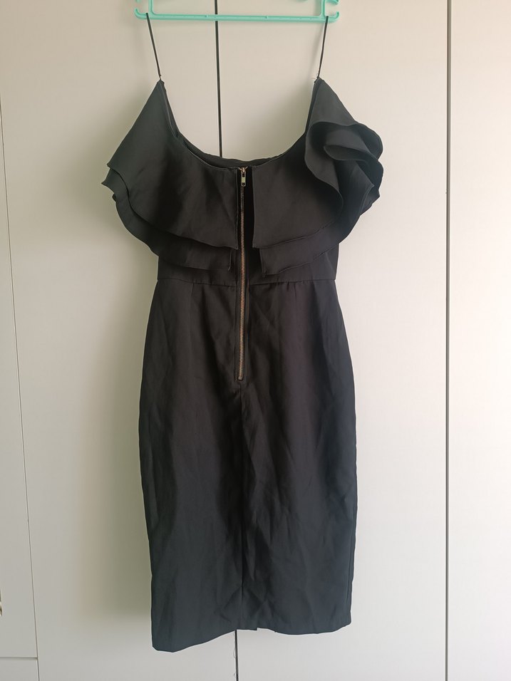 Siyah Straplez Midi Kadın Elbise - Görsel 4