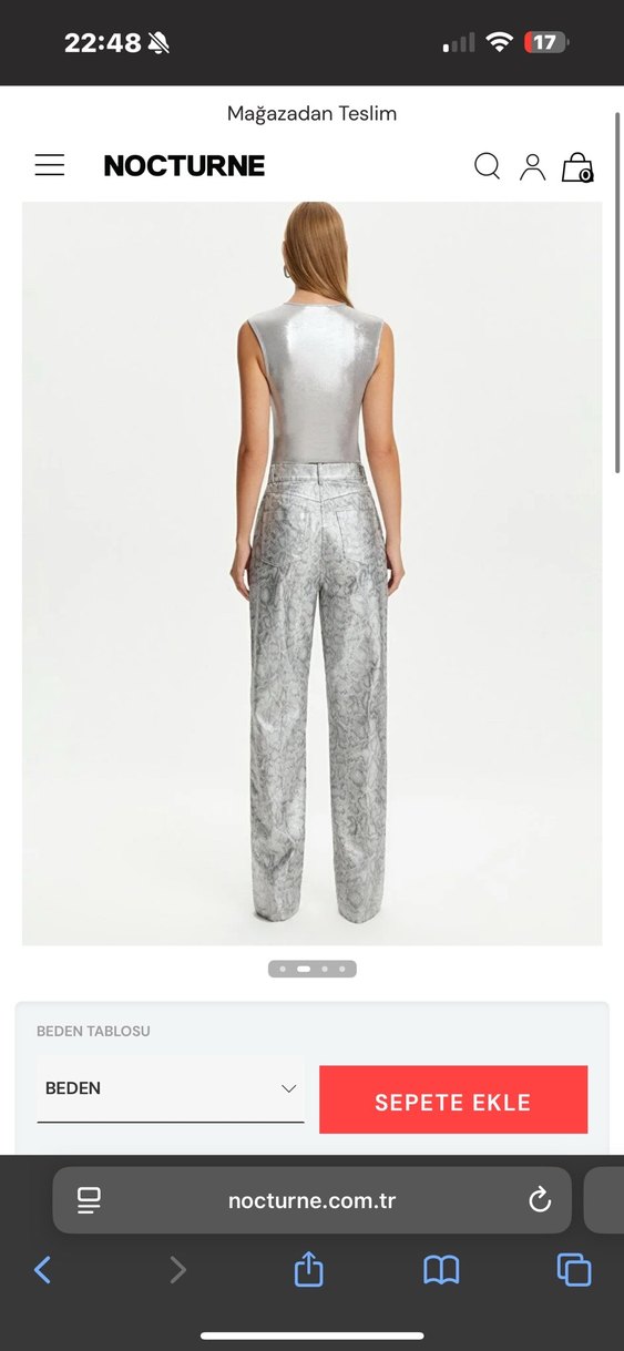 Gri Yılan Desenli Metalik Kadın Pantolon nocturne - Görsel 2