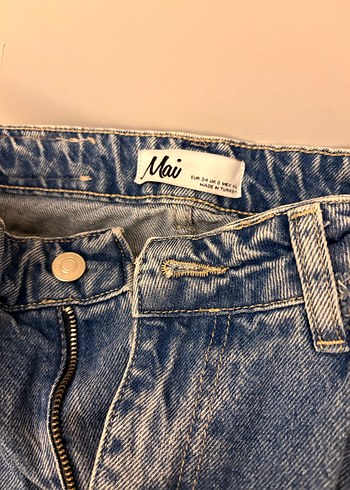 Mai Palm Mavi Yırtık Detaylı Salaş Jean - Görsel 4