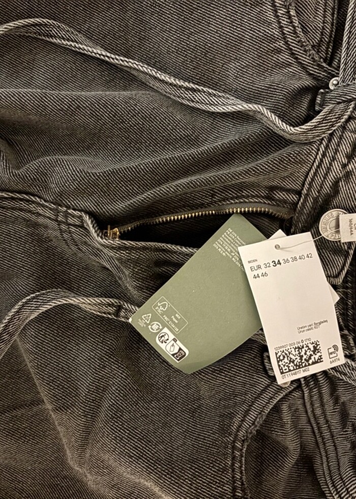 Hm kuşaklı geniş kot pantolon - Görsel 5